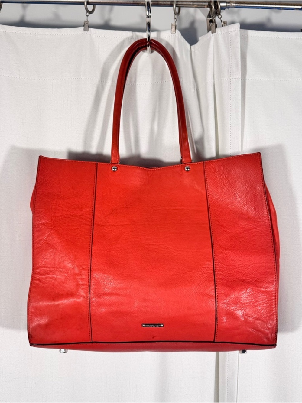 Rebecca Minkoff Coral Red Leather Tote Bag